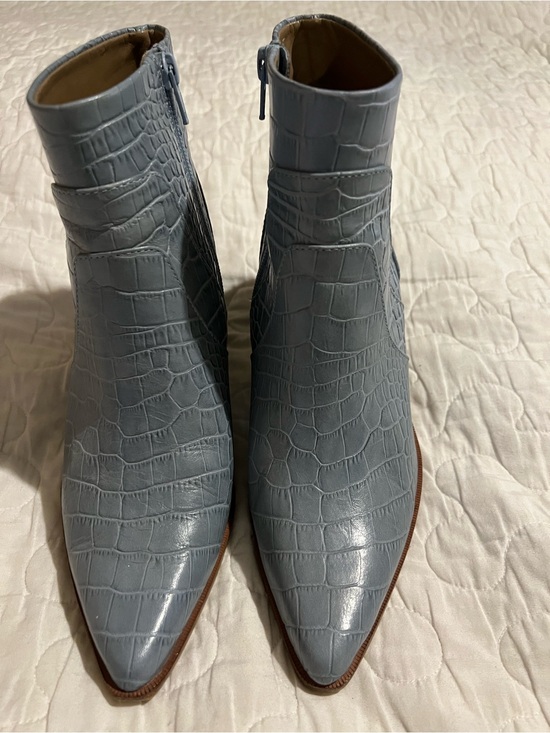 Gianni Bini Shoes - Gianni Bini Sky Blue Croc-Embossed Pointed Ankle Boots
